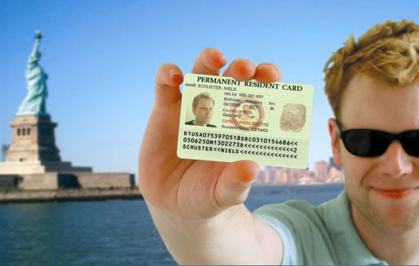 Green Card with Statue of Liberty
